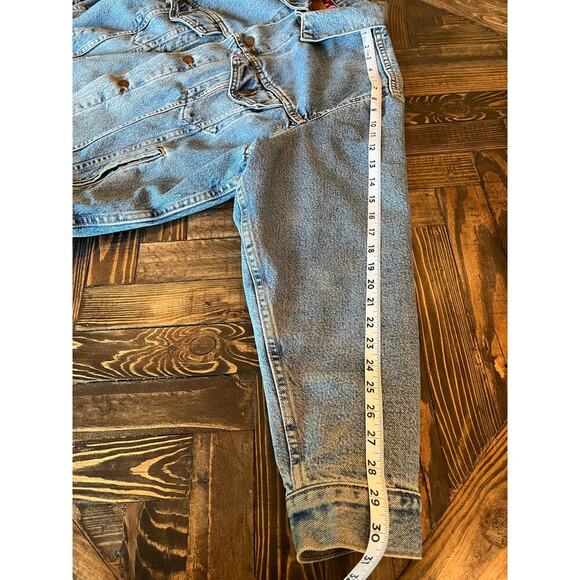 VTG Levi’s Plaid Lined Blue Jean Trucker Jacket Men Medium Grunge Neutral Flaw - Picture 8 of 16